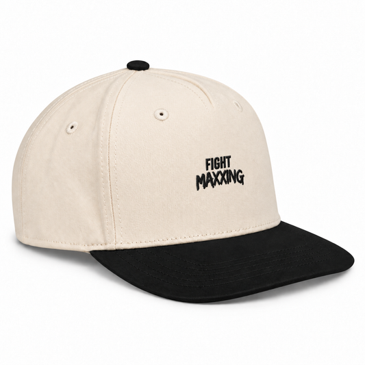 Fight Maxxing 5-Panel Snapback — Cream Black