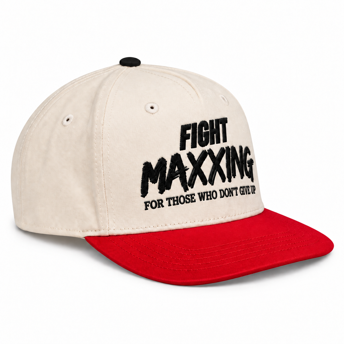 Fight Maxxing 5-Panel Snapback — Cream Red