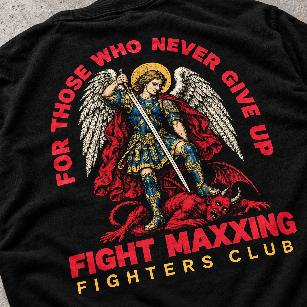 Fight Maxxing Archangel Michael Tee — Black