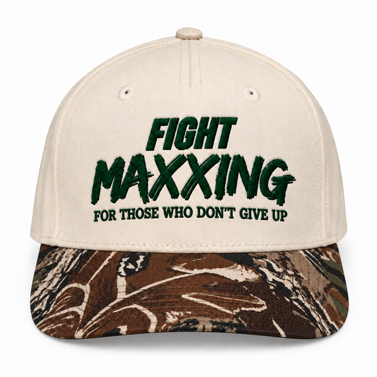 Fight Maxxing 5-Panel Snapback — Cream Woodland