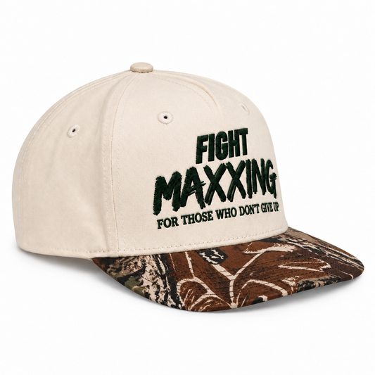 Fight Maxxing 5-Panel Snapback — Cream Woodland
