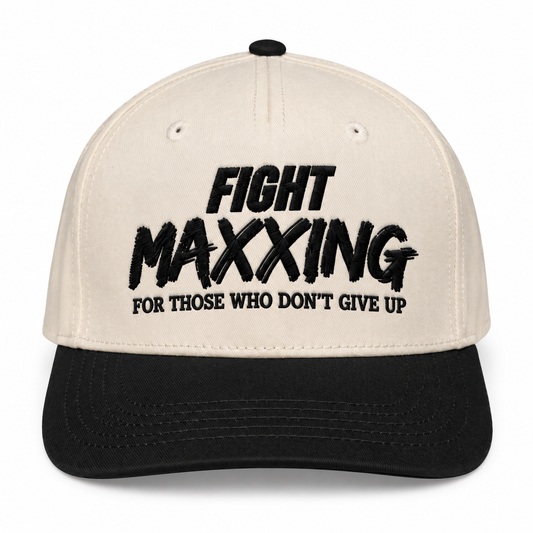 Fight Maxxing 5-Panel Snapback — Cream Black