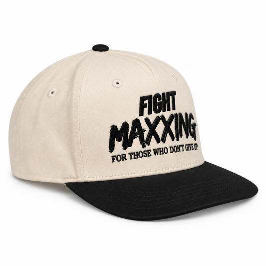 Fight Maxxing 5-Panel Snapback — Cream Black