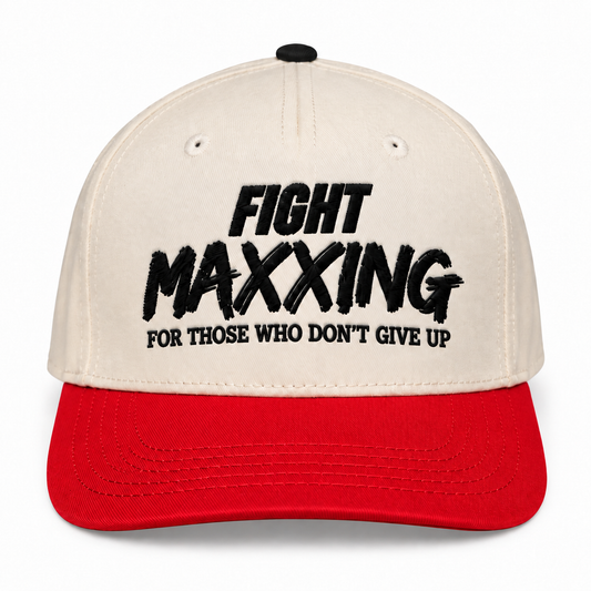 Fight Maxxing 5-Panel Snapback — Cream Red