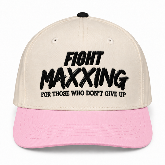 Fight Maxxing 5-Panel Snapback — Cream Pink
