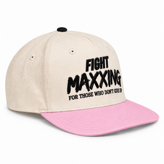 Fight Maxxing 5-Panel Snapback — Cream Pink