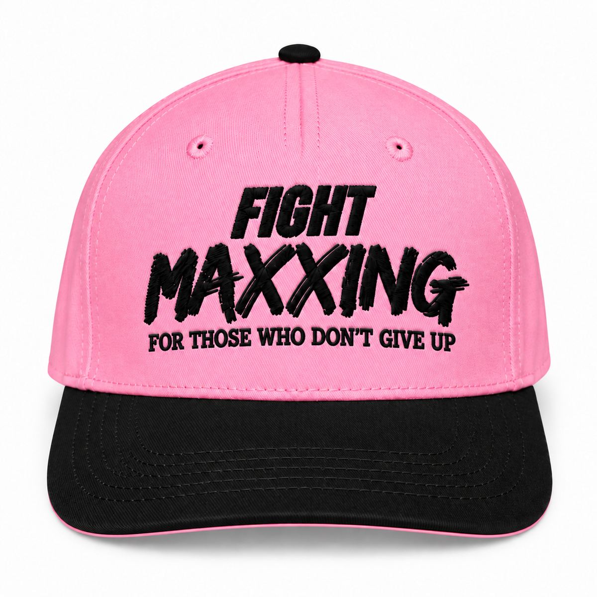 Fight Maxxing 5-Panel Snapback — Pink Black