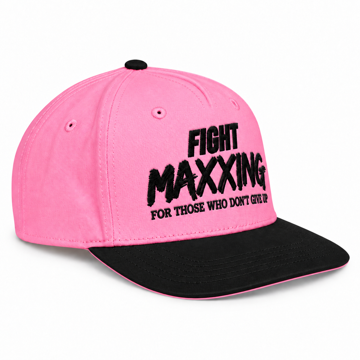 Fight Maxxing 5-Panel Snapback — Pink Black