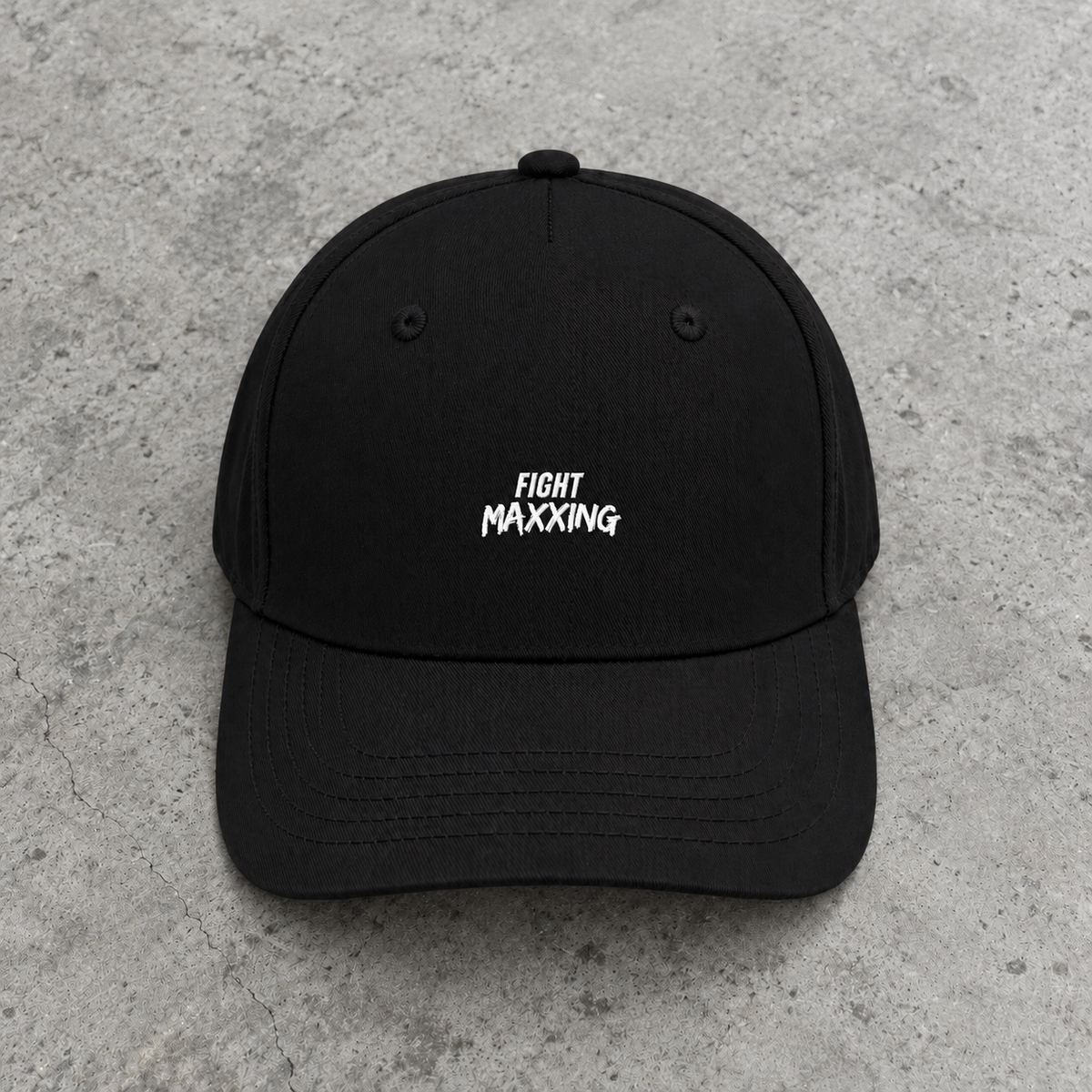 Fight Maxxing 5-Panel Snapback — Black