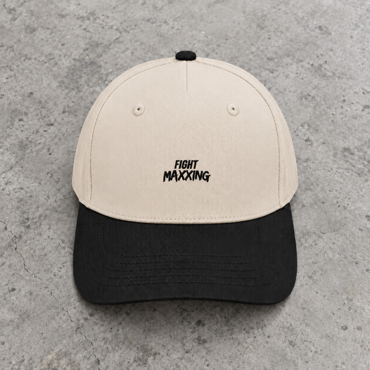Fight Maxxing 5-Panel Snapback — Cream Black