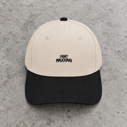 Fight Maxxing 5-Panel Snapback — Cream Black