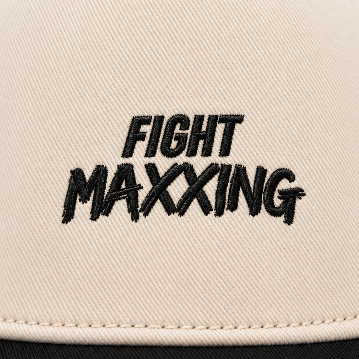 Fight Maxxing 5-Panel Snapback — Cream Black