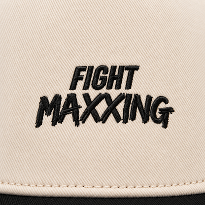 Fight Maxxing 5-Panel Snapback — Cream Black