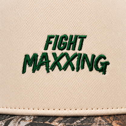 Fight Maxxing 5-Panel Snapback — Cream Gray Camo